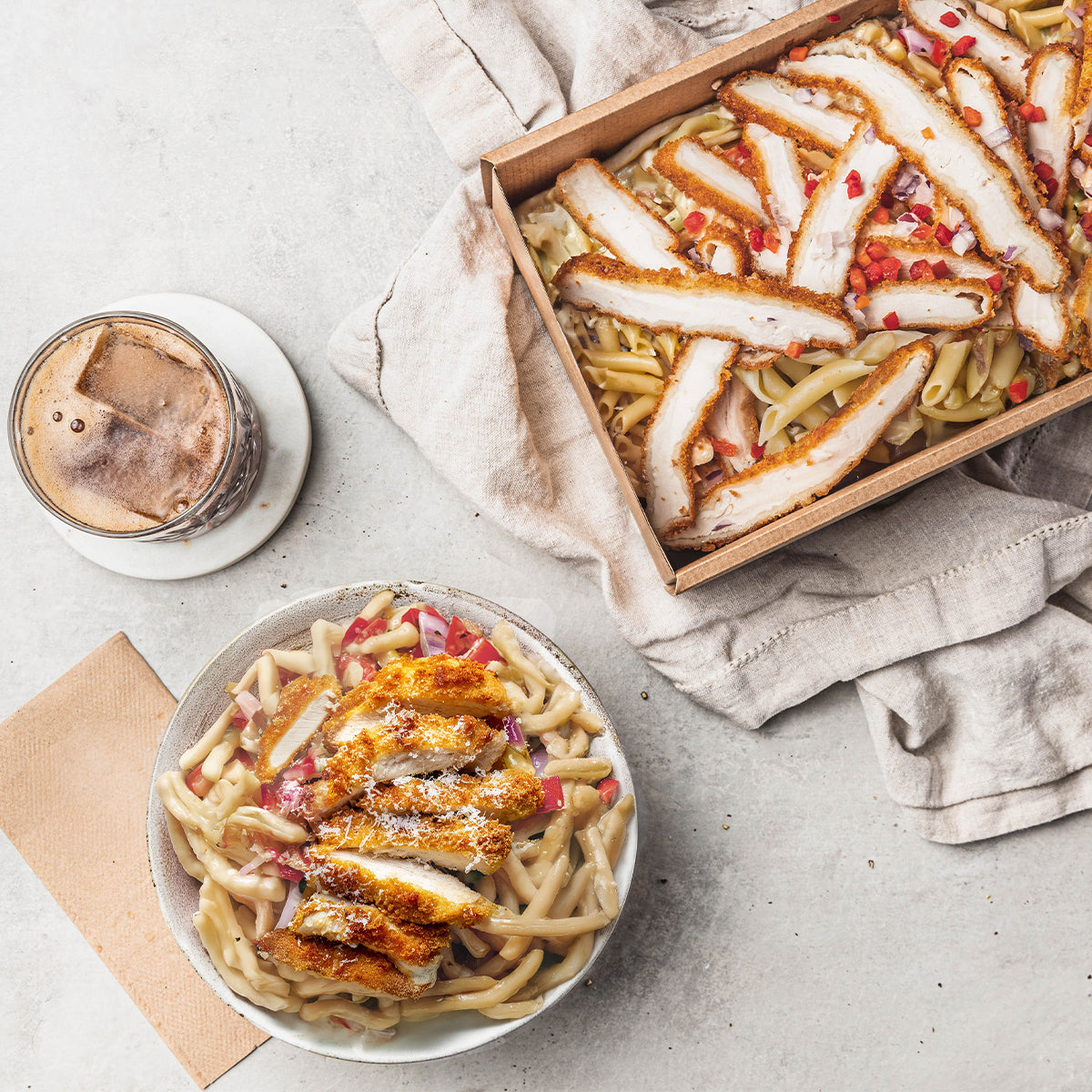 Salad Platter: Crumbed Chicken Pasta